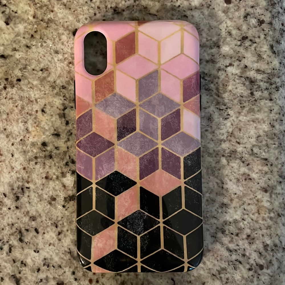 Casely iPhone X phone case. Geo Rose Gold Marble. Very good condition.